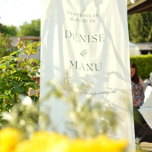 Panneau de bienvenue de mariage en tissu personnalisé en lin, bohème (38 x 100 cm)