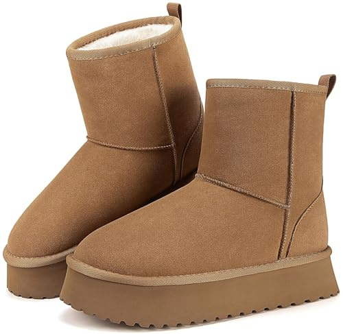 Mishansha Donna Invernali Scarpe da Neve Calde Stivaletti Cachi 39 EU