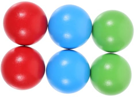 UPKOCH 6Pcs Wooden Bocce Balls for Outdoor Games Smooth Surface Sturdy Wood Rolling Balls Red Blue Green for Recreational Lawn Play