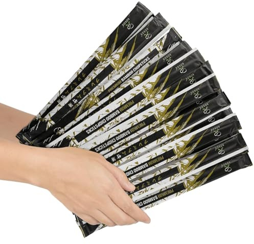 Soeos Disposable Chopsticks, 50 Pairs, 9 Inches Premium Chopsticks Disposable for Daily Use, BBQ & Parties, Disposable Bamboo Chopsticks (Black Packaging)