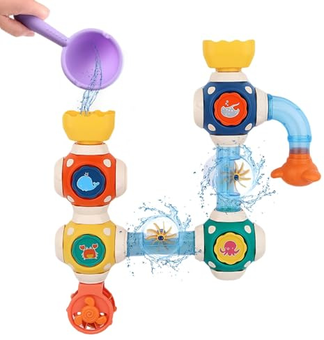 Eventerde Jouets de Bain Bébé,Tuyaux d'eau Ludiques pour Le Bain - pour 3 Ans et Plus Pépinière Garçons Filles Préscolaires Nouveaux Parents Garderies