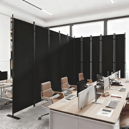 C-Hopetree 10 Panels 6 Ft Room Divider and Folding Privacy Screen, Indoor Fabric Portable Partition and Separation Wall for Home