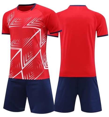 Tokeya Fotbollskit för barn pojkar fotbollströja set snabbtorkande nät andningsbara shorts och t-shirt set fotboll träningsdräkt skola PE träningsoverall sportkläder för barnkläder ålder 7-13 år