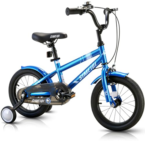 SIMEIQI Kids Bike 14 16 18 Inch for 3-10 Years Old Boys Girls Bicycle with Stabilisers & Kickstand Dual Handbrakes Adjustable Saddle & Bell