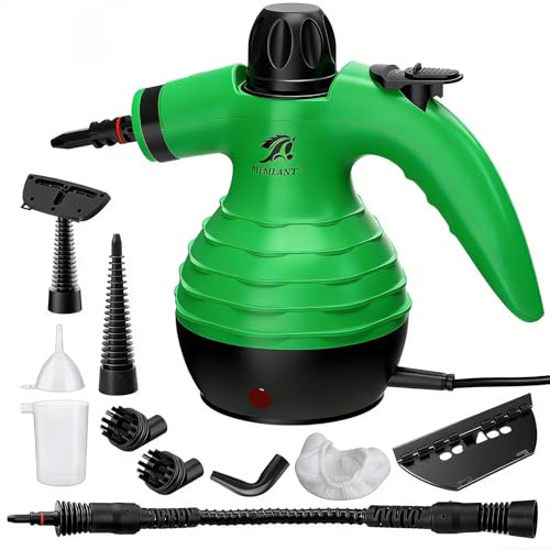 MLMLANT Limpiador de vapor manual, diseño multifuncional con 10 accesorios, ofrece potentes, seguras y portátiles funciones de limpieza para el hogar y elimina eficazmente la suciedad y la grasa.