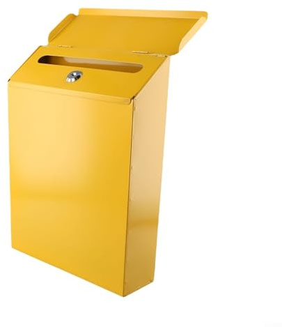 Rustic Wall Mounted Mailbox With Locking System And 2 Keys, Iron Construction For Safe Mail Handling And Decorative Use(Yellow)