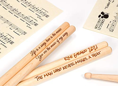 Baquetas personalizadas - Tamaño 5A | Diseñe un regalo realmente único | Grabado con láser