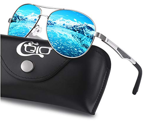 CGID GA61 Premium Al-Mg Alloy Pilot Polarized Sunglasses UV400, Full Mirrored Spring Hinges Sun Glasses for Men Women