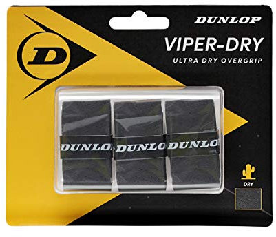 Dunlop Unisex Viperdry Overgrip Griffband, Schwarz, 3 Stück