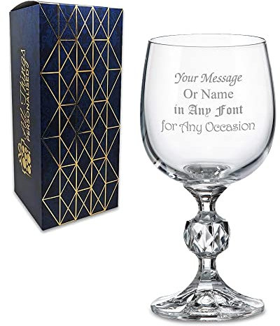 Personalised Engraved 6.5oz Quartz Wine Glass, Gift Boxed, Personalise with Any Message