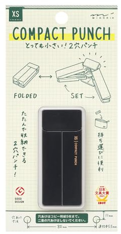 Midori 35544006 Drilling Punch, Compact Punch, XS Black, A