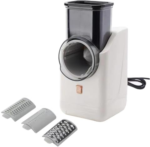 Junterone - Rallador de queso eléctrico versátil, para ensalada eléctrica desmontable para cocina doméstica, cortadora de verduras para patatas y quesos, fácil de usar