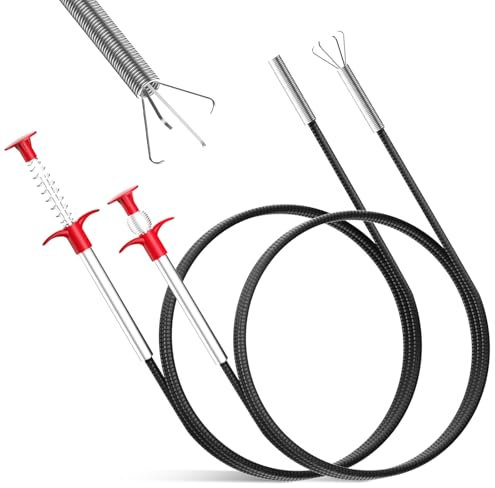 2 Pezzi Pinze per Artigli Flessibili, 200c/90cm Pinza Artiglio Flessibile, Pinza Scarico, Stura Lavandini e Scarichi Spirale Pulizia Tubi, Pinza Pulizia Scarico per Cucina, Bagno e Fogne (200+90cm)