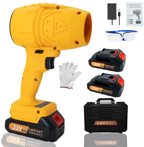 Soplador de Hojas,Kwoxet Mini Soplador de Hojas Bateria de Hojas con Turbocompresor Velocidad del Aire 576 km/h, 2 pcs Baterías 21v 3000 mAh, Adecuado para el Mantenimiento del Jardín