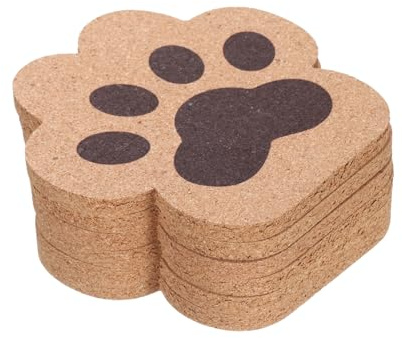 QUARKZMAN 6 Piezas de Posavasos de Corcho para Bebidas, Posavasos en Forma de Pata de Gato Posavasos en Forma de Pata de Gato para Taza de Café Té Leche Vaso de Vidrio Marrón