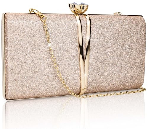 Farcauo handväska damer champagne aftonväska damer clutch damväska liten handväska bröllop brudväska glitter handväska Dirndl-väska kostymväska damer axelväska damer, champagne handväska dam