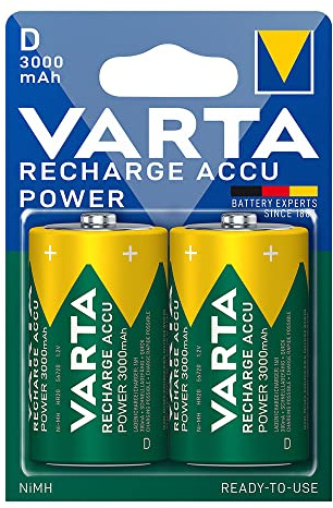 Piles Rechargeables D - LR20 3 000 mA (Blister de 2 unités) Ø34,2 x 61,5 mm, idéales pour appareils électroniques et Jouets.