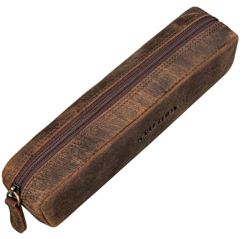 STILORD Preston Etui av läder Pennfodral Vintage Vintage läderetui Stiftroll Retro sminkväska Damer Herrar Faulenzer Äkta läder Farbe
