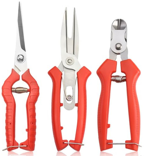 3 Pièces Secateur de Jardin, Sécateurs et Ciseaux de Jardinage, Sécateur Jardin, Sécateur Gardena, Ciseaux Bonsai, Sécateur en Acier Inoxydable, Secateur pour Branches, Plantes, Fruitiers, Fleurs