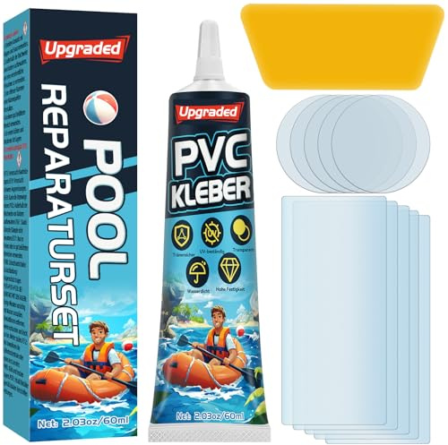 Kit de réparation pour piscine - Imperméable - Kit de réparation de matelas gonflable - Transparent - Pour une variété d'objets gonflables, film de piscine, kayaks, bateau gonflable (60 ml)