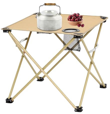 Opilroyn Tavolo da campeggio portatile – leggero tavolo pieghevole con 2 portabevande, accessorio da campeggio per esterni, portatile, per picnic, giardino, balcone, viaggi