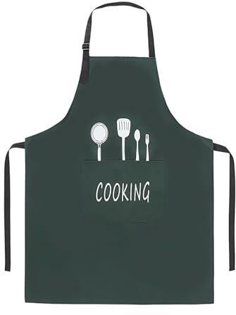 Luxvara Da Cucina Con Cintura Regolabile Collo Uomo e Donna, con Tasche Waterproof Nero Multiuso Da ristorante Chef Cuoco Cameriere Barman Da Lavoro Barbecue BBQ Giardinaggio Bar Parrucchiere