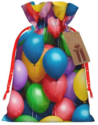 Globos coloridos con estampado de cielo azul para Navidad, bolsas de regalo con cordón, saco festivo, Navidad, fiesta de cumpleaños, embalaje de regalo