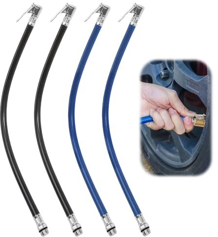 GFUEIGJ 4 styck däckfyllare slang 37 cm däckfyllslang Ventilförlängning Bilventil Däckfyllslang Universal Bilventil Förlängning Adapter Cykelventil Tryckluft Däckfyllare
