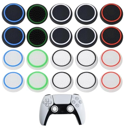 QEXUJOW Copri levette analogiche per PlayStation 4,20 cappucci per joystick, cappucci antiscivolo per joystick, accessori per impugnatura, cappucci di ricambio durevoli per joystick analogici