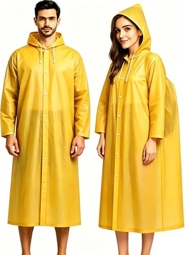 JXJIUA Rain Poncho Raincoats for Adults Men/Women, 2 Pack Reusable Rain Jacket Rainwear with Hoods and Sleeves, Waterproof for Emergency, Outdoors, Camping