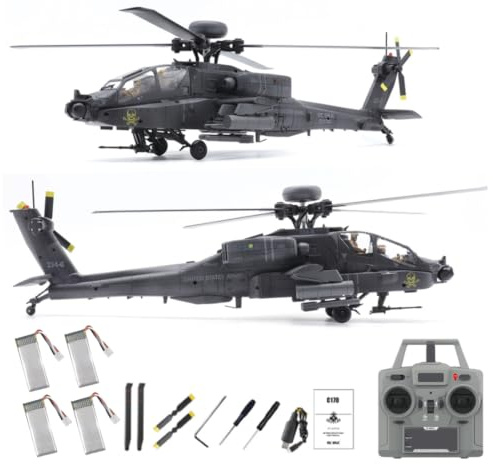 NULA RC-ERA C170 AH-64D - Elicottero radiocomandato, scala 1:48, aereo militare Flybarless, 2,4G 6CH con posizionamento del flusso ottico, mantenimento dell'altezza, motore brushless, volo invertito