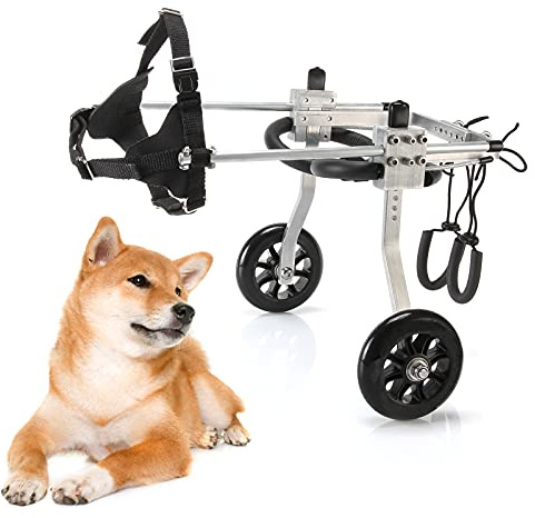 ANMAS POWER Harnais de mobilité pour chien en fauteuil roulant - Support arrière - En aluminium - 2 roues - Petite taille