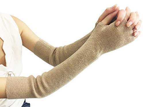 Amorar Damen Winter Handschuhe Gestrickte Armstulpen Kaschmir Armwärmer Lange Fingerlose Pulswärmer Hand-Stulpen Handwärmer Armhülse