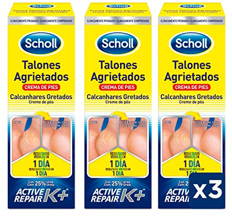Scholl Crema de Pies Para Talones Agrietados con Urea y Keratina - 3 unidades de 60 ml