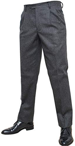 shop casillo Pantalone Uomo Classico Flanella Due Pence 46 48 50 52 54 56 58 60 (Grigio, 52)