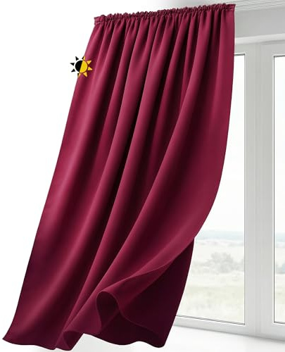 BEAUTEX Verdunkelungsgardine mit Kräuselband U-Band, Blackout Vorhang Blickdicht abdunkelnd, Größe und Farbe wählbar (Breite: 140 cm, Höhe: 225 cm, Bordeaux)