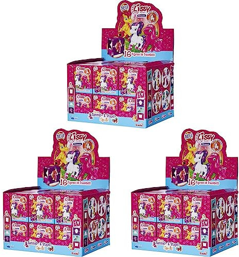 Simba 105953583 - Lissy Pony Dreams, Pferde zum Sammeln, 16-Fach Sortiert, es Wird nur EIN Artikel geliefert, mit Traumbett, Sammelfigur 5cm, ab 3 Jahren (Packung mit 3)