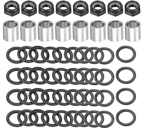 PATIKIL Skateboard Truck Hardware Kit Skateboard Truck Sperre Muttern Achse Unterlegscheiben Distanzstück Drehzahlringe Reparatur Set für langboard Kreuzer Silber Schwarz
