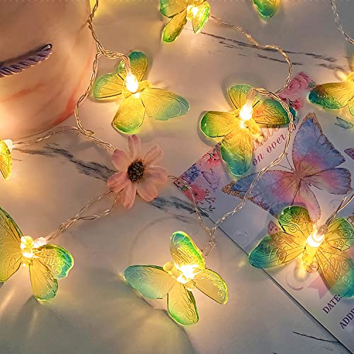 SUAVER Guirlande Lumineuse Papillons 3m 20LED Lumières de Fées Alimentées par Piles,éclairage de Noël Décoration Ambiance Lumineuse pour Fête Jardin Mariage Noël Éclairage (Vert)