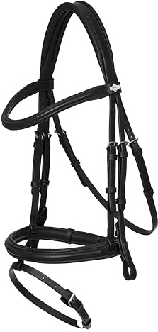 LeMieux Arika Flash Bridle - Lightly Padded Anatomical Noseband - Soft Supple Oiled Leather - Black/Silver - Full