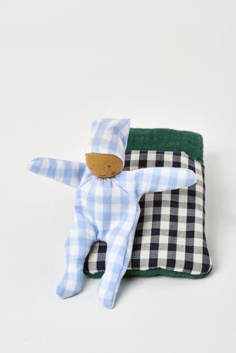 Käthe Kruse Baby mit Schlafsack Karo blau – Stoffpuppe aus Oeko-TEX® Baumwolle, Für Kinder Ab 0 Monaten