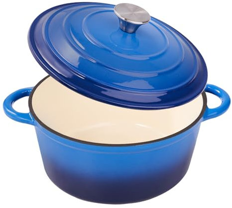 Fijinhom Schmortopf aus emailliertem Gusseisen, 4,5 l, mit Deckel, Doppelgriff zum Brotbacken, vorgebranntes Kochgeschirr, strapazierfähig, ofenfest bis 260 °C, antihaftbeschichtet und für alle