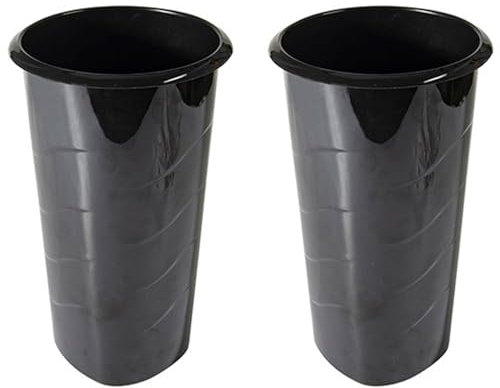 ACAN Tradineur - Pack de 2 floreros tubulares de plástico, jarrón Alto, diseño Moderno, Dormitorio, salón, decoración de Mesa, Fabricado en España (Negro - 3,9 litros - 30 x 17 cm)