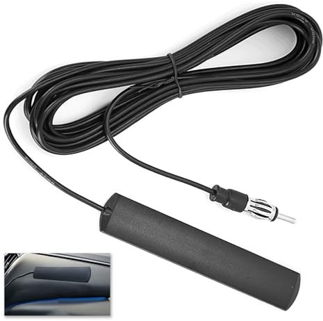 Scheibenantenne Auto, Autoradio Antenne FM, Universal FM Autoradio Scheibenantenne, 5M Verlängerungskabel, 87MHz-108MHz, Kompatibel mit Auto LKW SUV Radio und Stereo Receiver Tuner, Schwarz