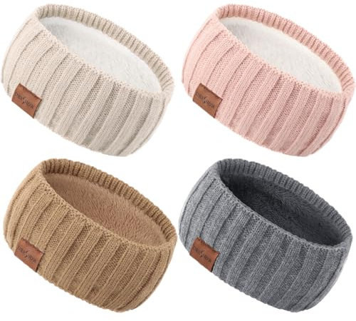 DRESHOW Fascia per Capelli Lavorata a Maglia Calda da Donna Scalda Orecchie Inverno Fascia Elastica All'uncinetto Fasce per Capelli in Pile Spesso
