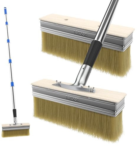 Deck Paint Brush With 55 Long Handle and 2 Pcs7.1Paint Brush Heads,Decking Large Deck Stain Applicator for Walls,Woodfloors,Woodstains,Decking Paints,Decking Stains,Fence Wall Furniture