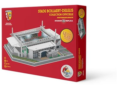 Megableu - Puzzle 3D - STADE BOLLAERT RC LENS - Licence Officielle - 147 Pièces avec Eclairage 4 LED - Maquette Pour Fans Foot RC Adultes et Enfants dès 7 ans - Assemblage Sans Outils Ni Colle