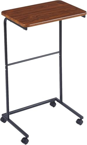 C Beistelltisch Holz mit Rollen, leicht beweglich, Beistelltisch C Form fürs Sofa, Beistelltische mit Metallrahmen, kleiner TV-Tisch für Wohnzimmer, Sofatisch oder Nachttisch fürs Schlafzimmer