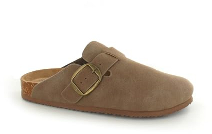 ella Shoes Faux Suede Adjustable Metal Buckle Comfort Footbed Mule Sandals (Mocha, UK Footwear Size System, Adult, Women, Numeric, Medium, 6)
