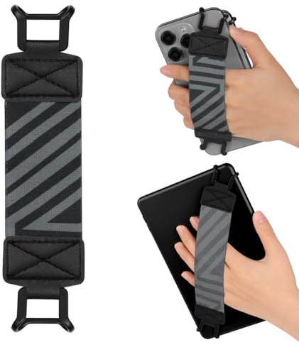 AXFEE Soporte De Mano para Leer En La Cama, 1Pc Correa Antideslizante para Tabletas, Agarre de Dedo Elástico Multifuncional Tableta para 6-8 Kindle/Oasis/E-Books/Kobo/Tablets (Negro)